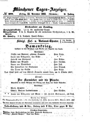 Münchener Tages-Anzeiger Freitag 23. November 1860