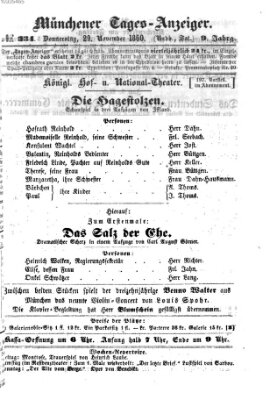 Münchener Tages-Anzeiger Donnerstag 29. November 1860