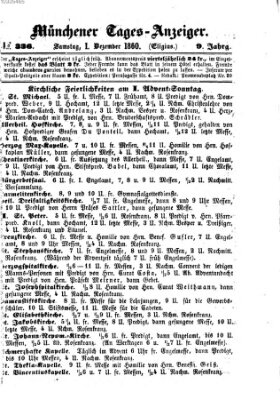 Münchener Tages-Anzeiger Samstag 1. Dezember 1860