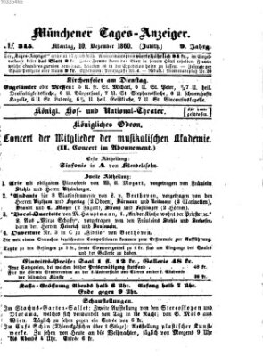 Münchener Tages-Anzeiger Montag 10. Dezember 1860