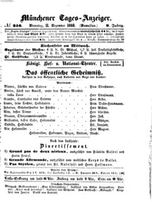 Münchener Tages-Anzeiger Dienstag 11. Dezember 1860