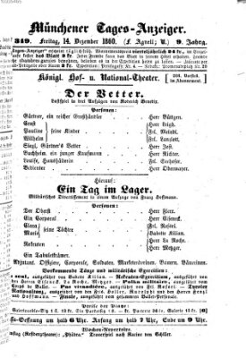 Münchener Tages-Anzeiger Freitag 14. Dezember 1860