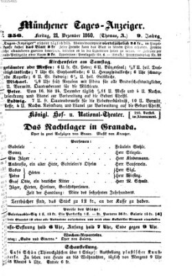 Münchener Tages-Anzeiger Freitag 21. Dezember 1860