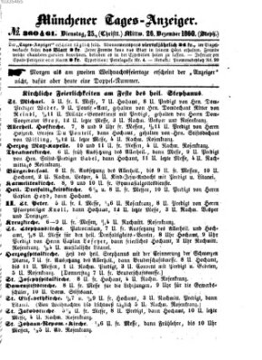 Münchener Tages-Anzeiger Mittwoch 26. Dezember 1860