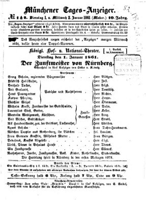 Münchener Tages-Anzeiger Mittwoch 2. Januar 1861