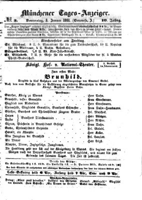 Münchener Tages-Anzeiger Donnerstag 3. Januar 1861