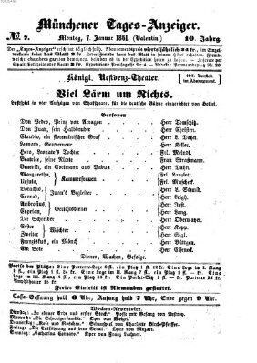 Münchener Tages-Anzeiger Montag 7. Januar 1861