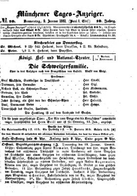 Münchener Tages-Anzeiger Donnerstag 10. Januar 1861