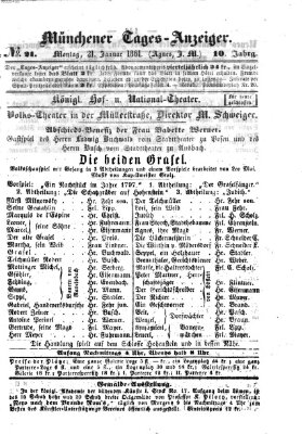 Münchener Tages-Anzeiger Montag 21. Januar 1861