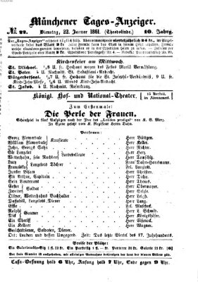 Münchener Tages-Anzeiger Dienstag 22. Januar 1861