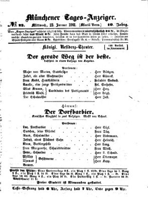 Münchener Tages-Anzeiger Mittwoch 23. Januar 1861