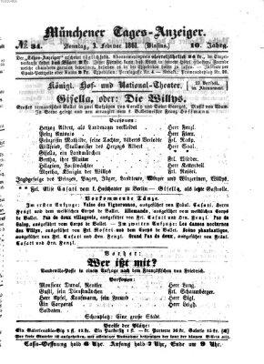 Münchener Tages-Anzeiger Sonntag 3. Februar 1861