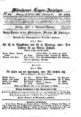 Münchener Tages-Anzeiger Montag 4. Februar 1861