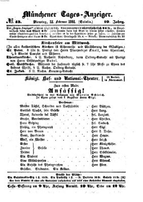 Münchener Tages-Anzeiger Dienstag 12. Februar 1861