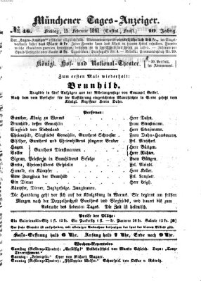 Münchener Tages-Anzeiger Freitag 15. Februar 1861