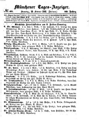 Münchener Tages-Anzeiger Samstag 16. Februar 1861