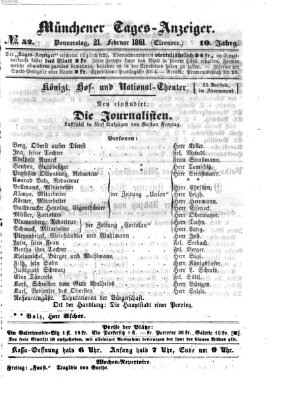 Münchener Tages-Anzeiger Donnerstag 21. Februar 1861