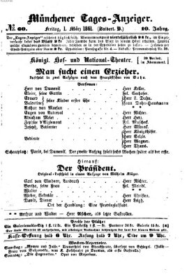 Münchener Tages-Anzeiger Freitag 1. März 1861