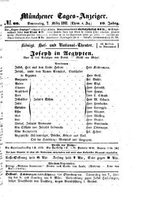 Münchener Tages-Anzeiger Donnerstag 7. März 1861