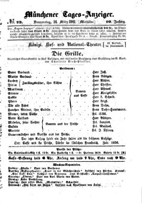 Münchener Tages-Anzeiger Donnerstag 14. März 1861