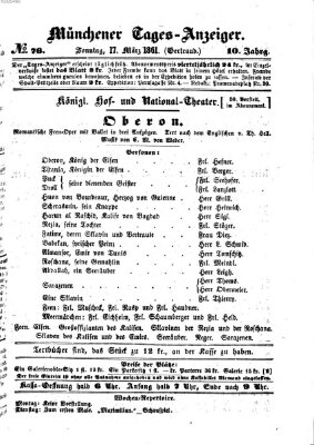 Münchener Tages-Anzeiger Sonntag 17. März 1861