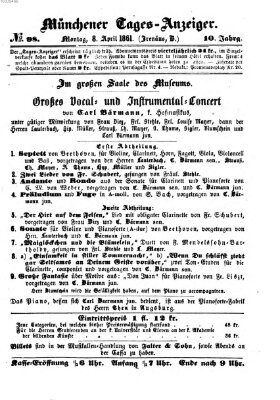 Münchener Tages-Anzeiger Montag 8. April 1861