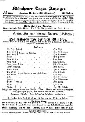 Münchener Tages-Anzeiger Sonntag 14. April 1861