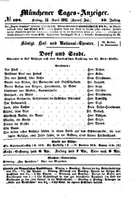 Münchener Tages-Anzeiger Freitag 12. April 1861