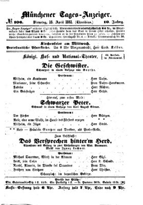 Münchener Tages-Anzeiger Dienstag 16. April 1861