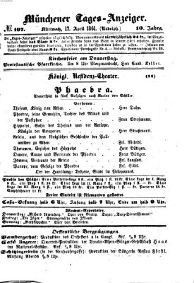 Münchener Tages-Anzeiger Mittwoch 17. April 1861