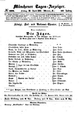 Münchener Tages-Anzeiger Freitag 19. April 1861