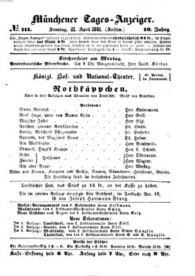 Münchener Tages-Anzeiger Sonntag 21. April 1861