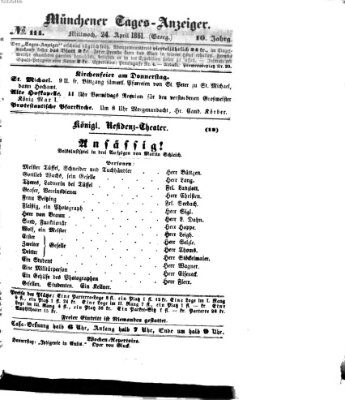 Münchener Tages-Anzeiger Mittwoch 24. April 1861