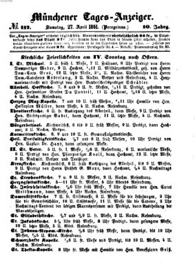 Münchener Tages-Anzeiger Samstag 27. April 1861