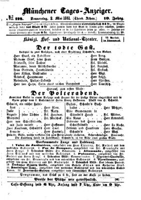 Münchener Tages-Anzeiger Donnerstag 2. Mai 1861