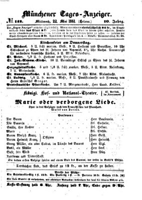 Münchener Tages-Anzeiger Mittwoch 22. Mai 1861