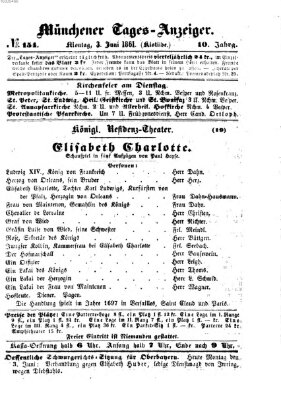 Münchener Tages-Anzeiger Montag 3. Juni 1861