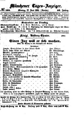 Münchener Tages-Anzeiger Montag 17. Juni 1861