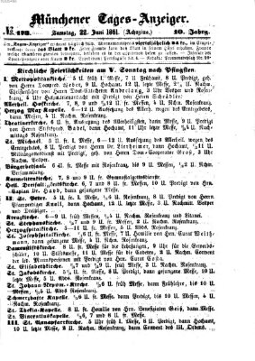 Münchener Tages-Anzeiger Samstag 22. Juni 1861