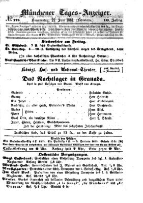 Münchener Tages-Anzeiger Donnerstag 27. Juni 1861