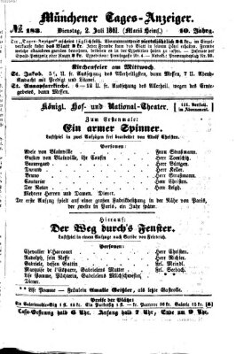 Münchener Tages-Anzeiger Dienstag 2. Juli 1861