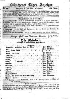 Münchener Tages-Anzeiger Mittwoch 3. Juli 1861