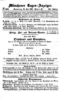 Münchener Tages-Anzeiger Donnerstag 11. Juli 1861