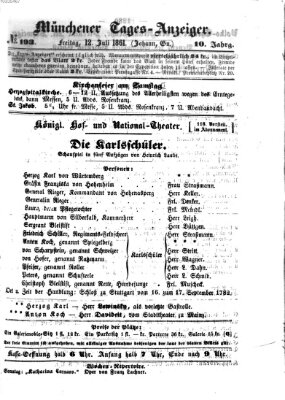 Münchener Tages-Anzeiger Freitag 12. Juli 1861