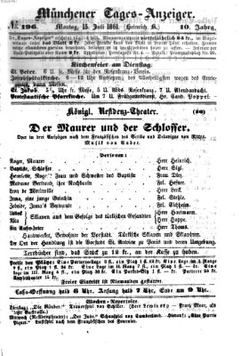 Münchener Tages-Anzeiger Montag 15. Juli 1861