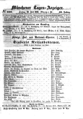 Münchener Tages-Anzeiger Freitag 19. Juli 1861