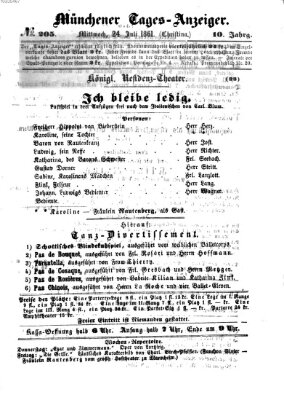 Münchener Tages-Anzeiger Mittwoch 24. Juli 1861