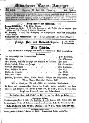 Münchener Tages-Anzeiger Sonntag 28. Juli 1861