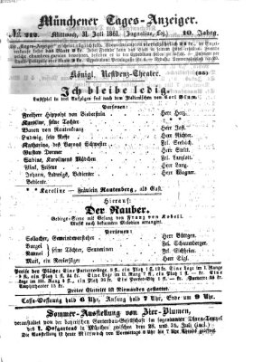 Münchener Tages-Anzeiger Mittwoch 31. Juli 1861