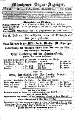 Münchener Tages-Anzeiger Montag 5. August 1861